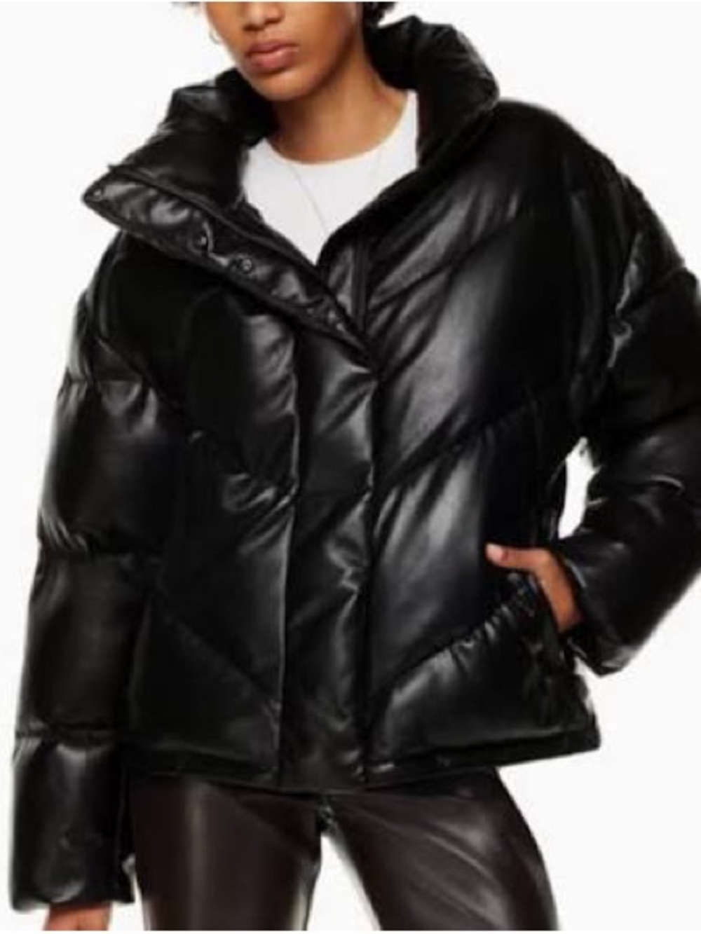 Wilfred Black Cloud Puff Vegan Leather Jacket | SMALL